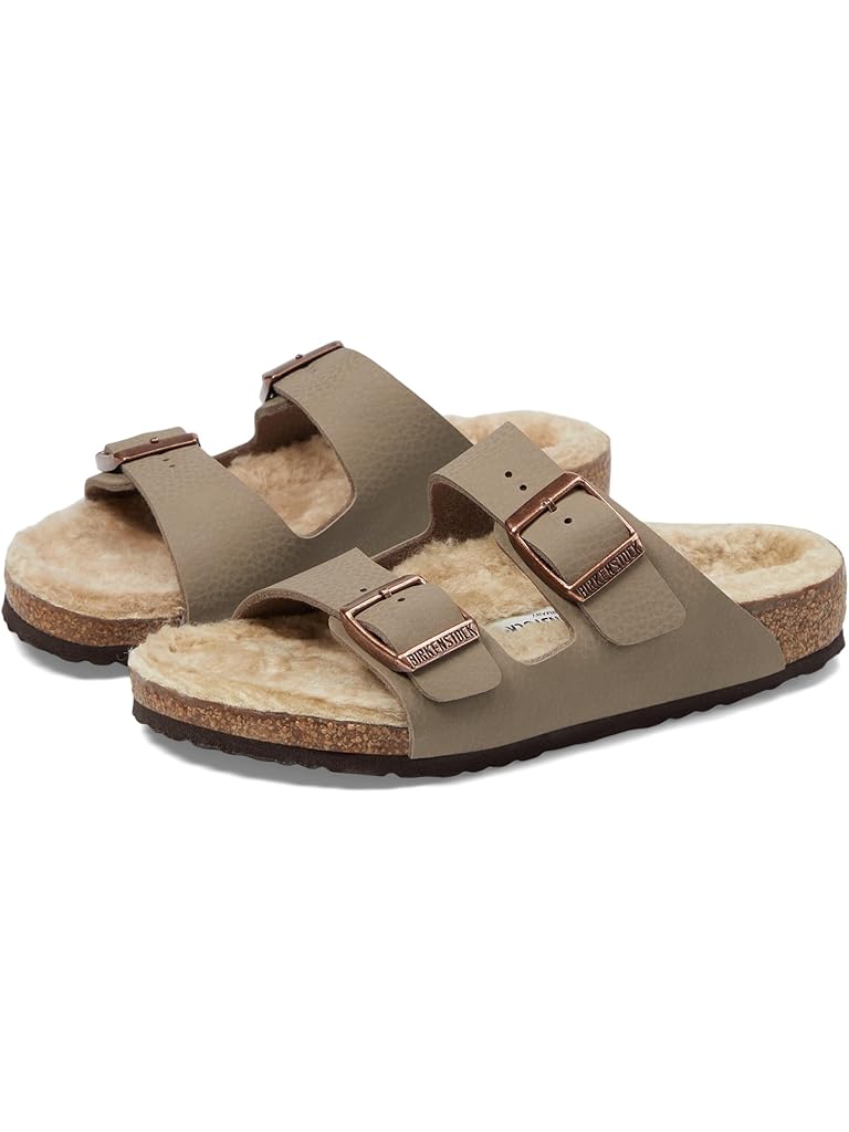 Green Birkenstock Kids Arizona Shearling - Desert Soil (Toddler/Little Kid/Big Kid)