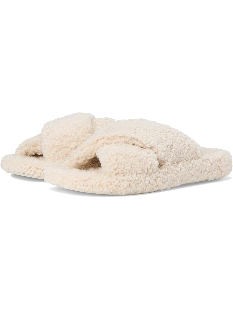 White FitFlop Iqushion D-Luxe Padded Teddy Cross Slides