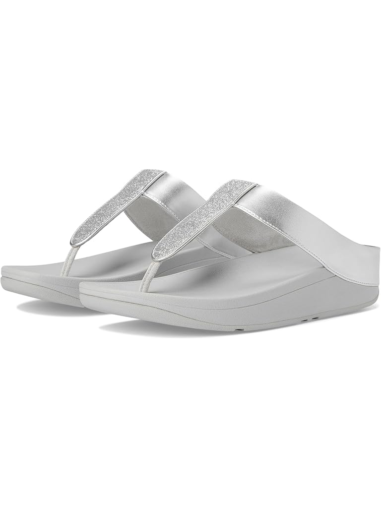 Silver FitFlop Fino Glitterdust Metallic Toe-Post Sandals