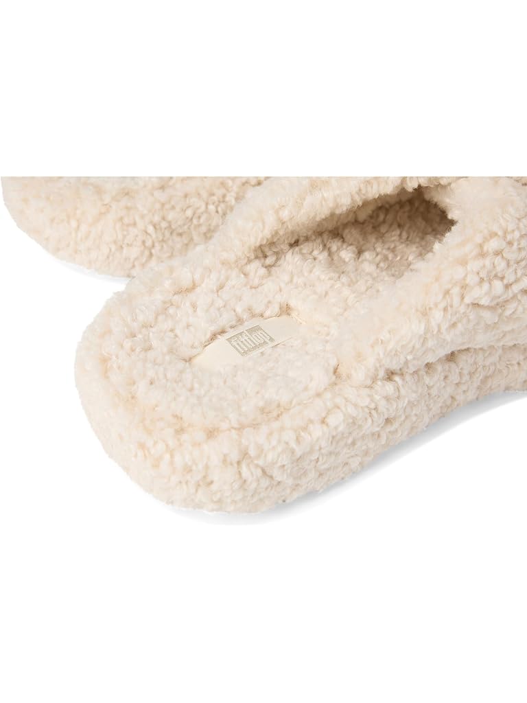 White FitFlop Iqushion D-Luxe Padded Teddy Cross Slides