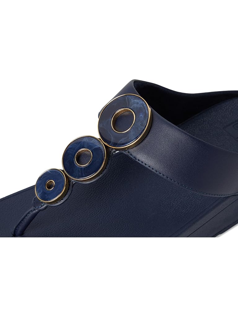 Blue FitFlop Fino Resin-Hoop Leather Toe-Post Sandals