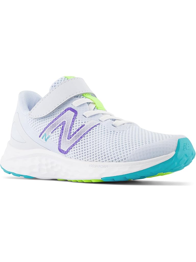 White New Balance Kids Fresh Foam Arishi v4 Bungee Lace with Hook-and-Loop Top Strap (Little Kid)