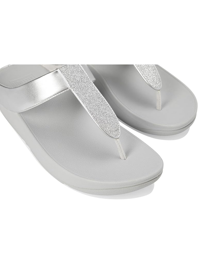 Silver FitFlop Fino Glitterdust Metallic Toe-Post Sandals