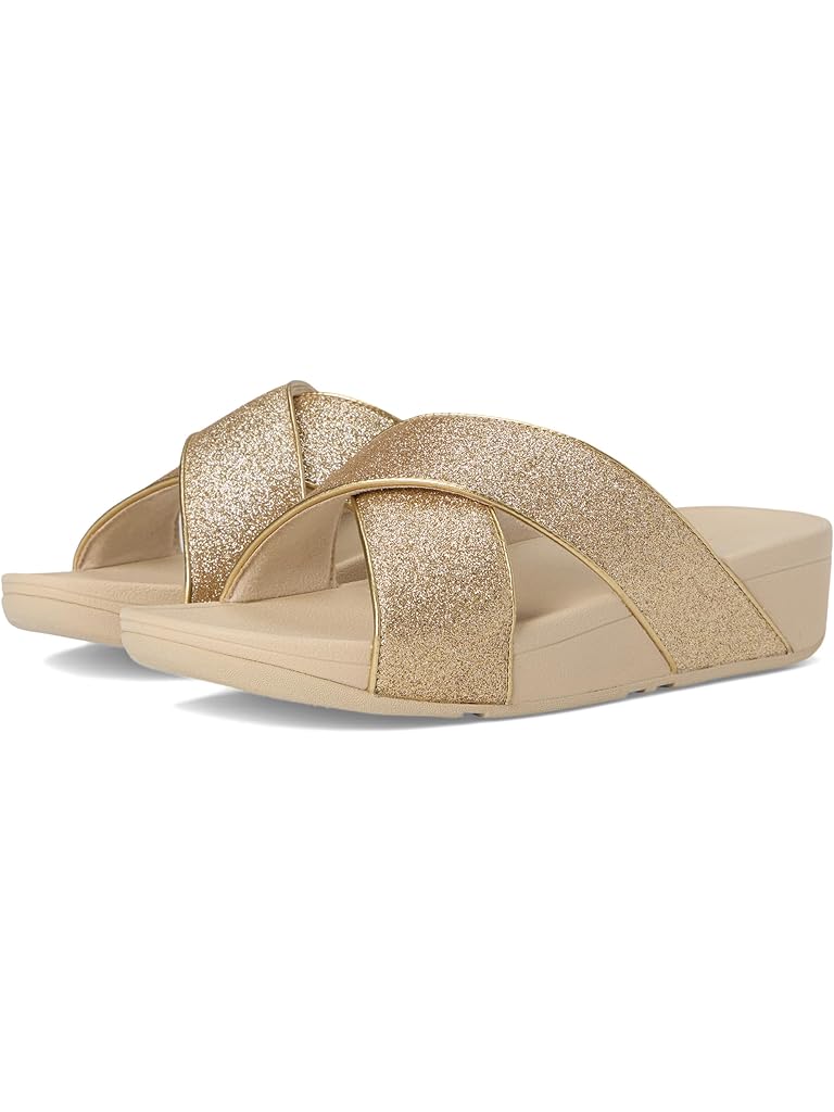 Gold FitFlop Lulu Glitterdust Cross Slides